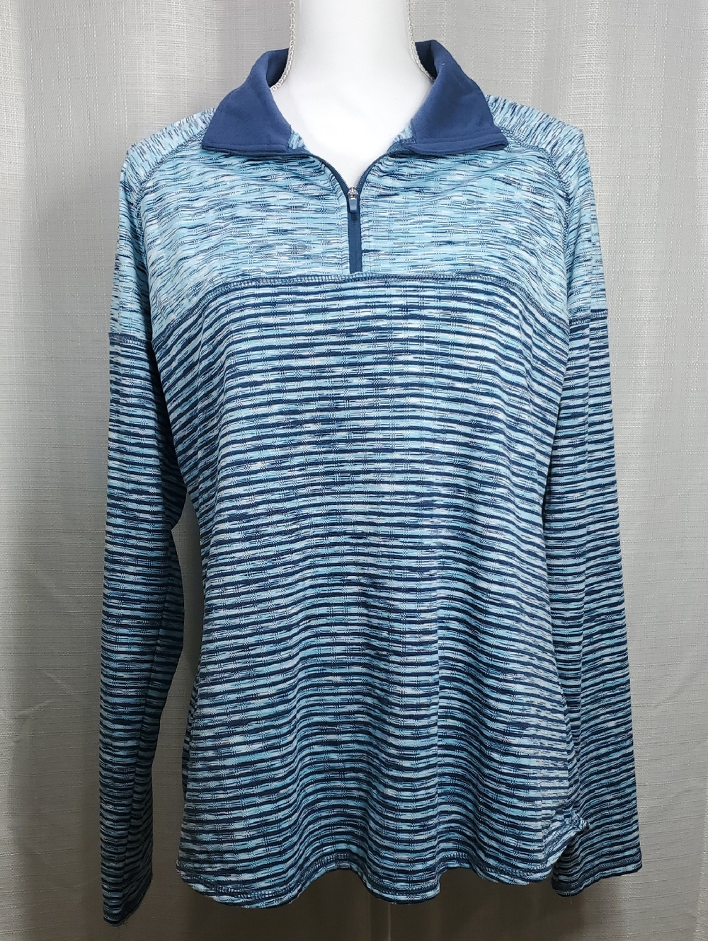 Avia Blue Teal Striped Long Sleeve Top Women's XL